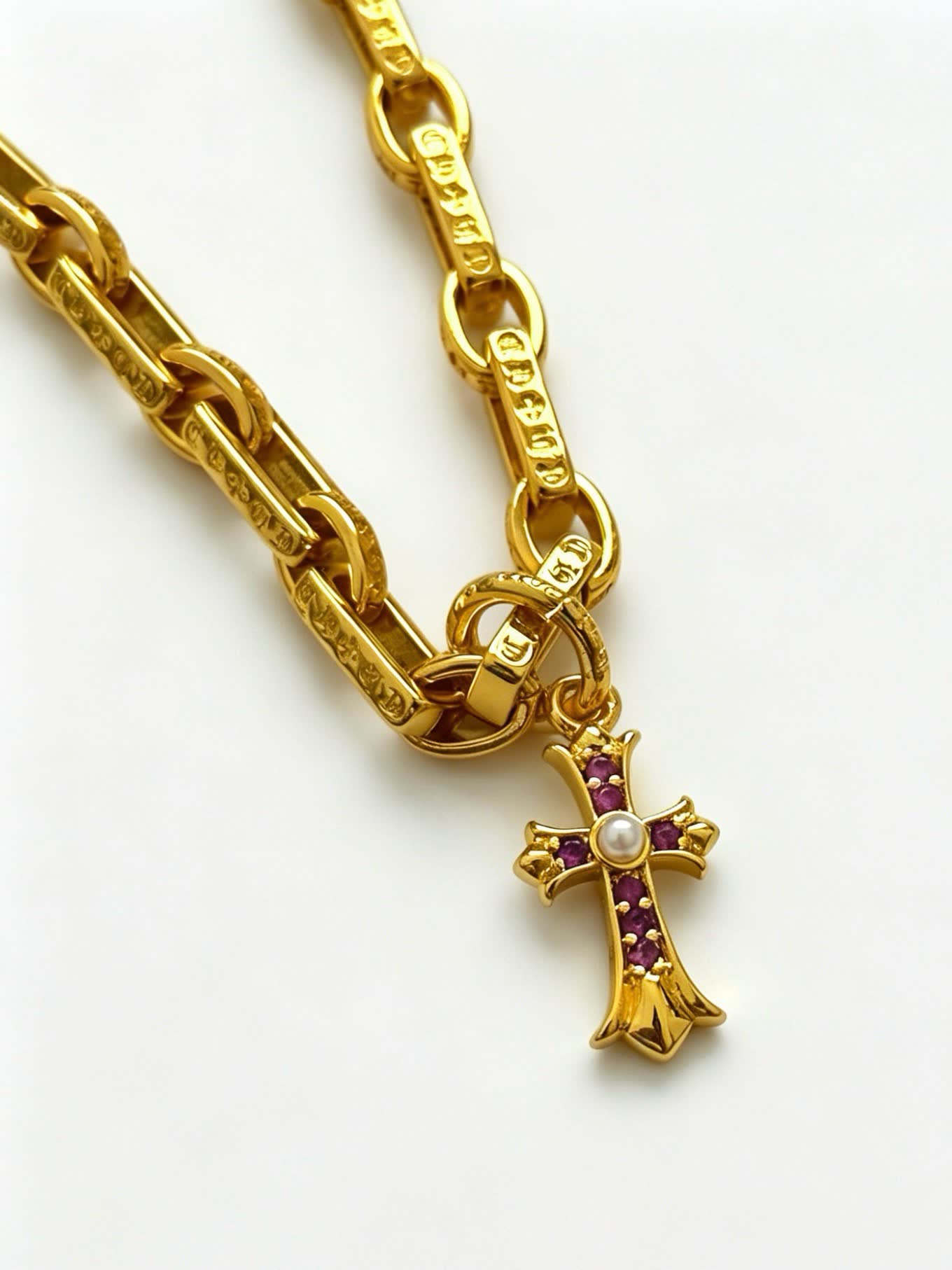 Chrome Hearts Gold Cross Pendant Necklace